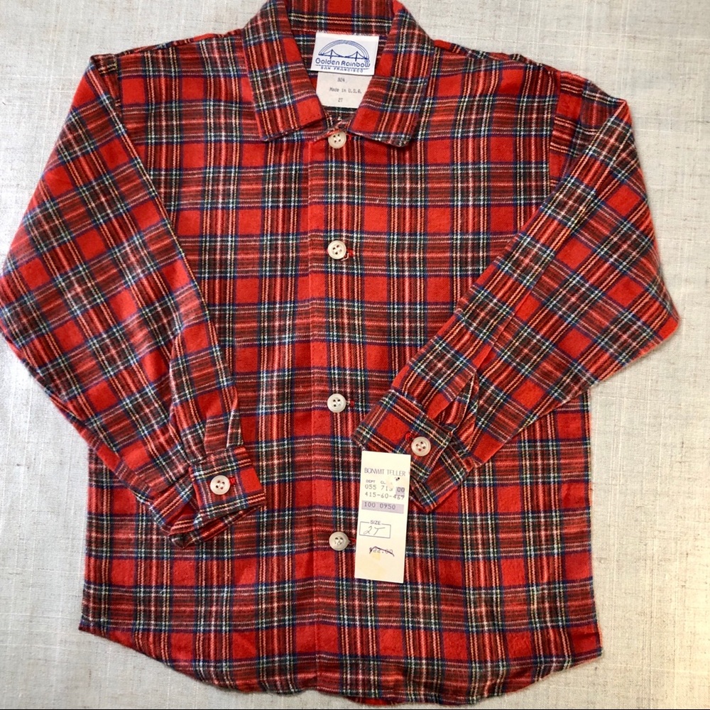 VTG Newoldstock Bonwit Teller boys button up plaid